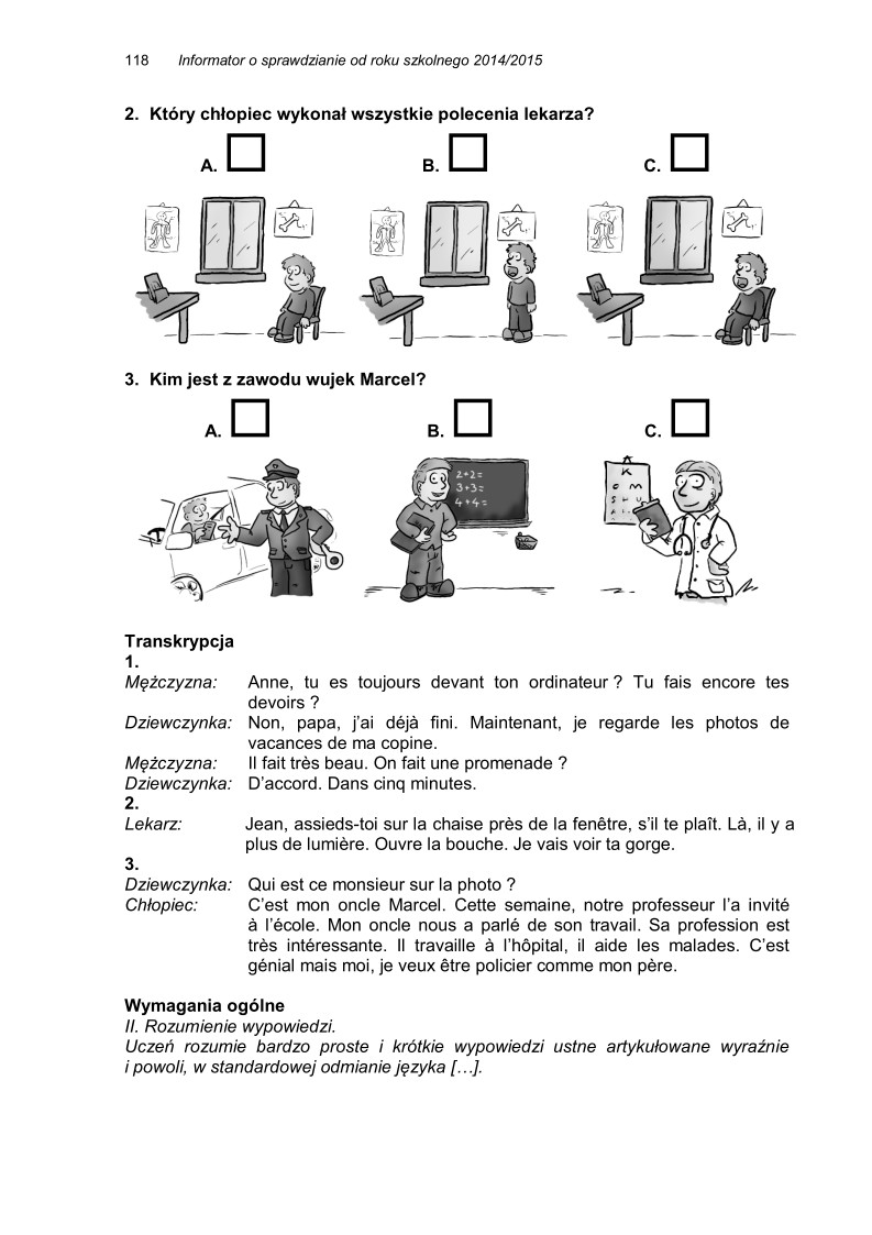 Język francuski, przykładowe pytania i odpowiedzi, sprawdzian dla uczniów - 04