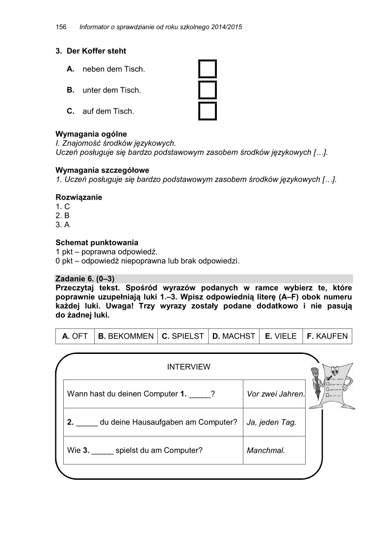 Język niemiecki, przykładowe pytania i odpowiedzi, sprawdzian dla uczniów - 08
