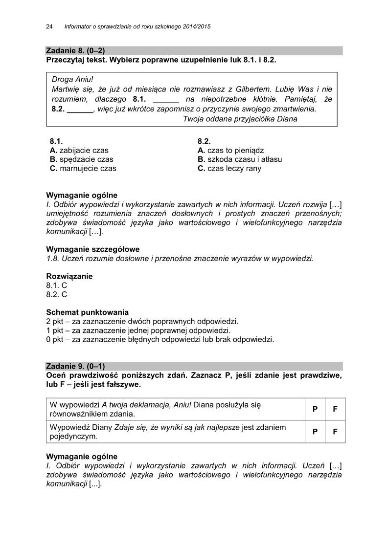 Język polski, przykładowe pytania i odpowiedzi, sprawdzian dla uczniów - 07