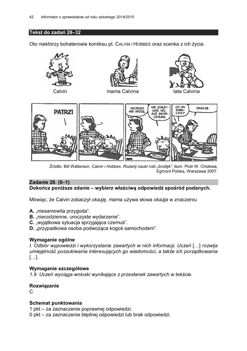 Język polski, przykładowe pytania i odpowiedzi, sprawdzian dla uczniów - 25