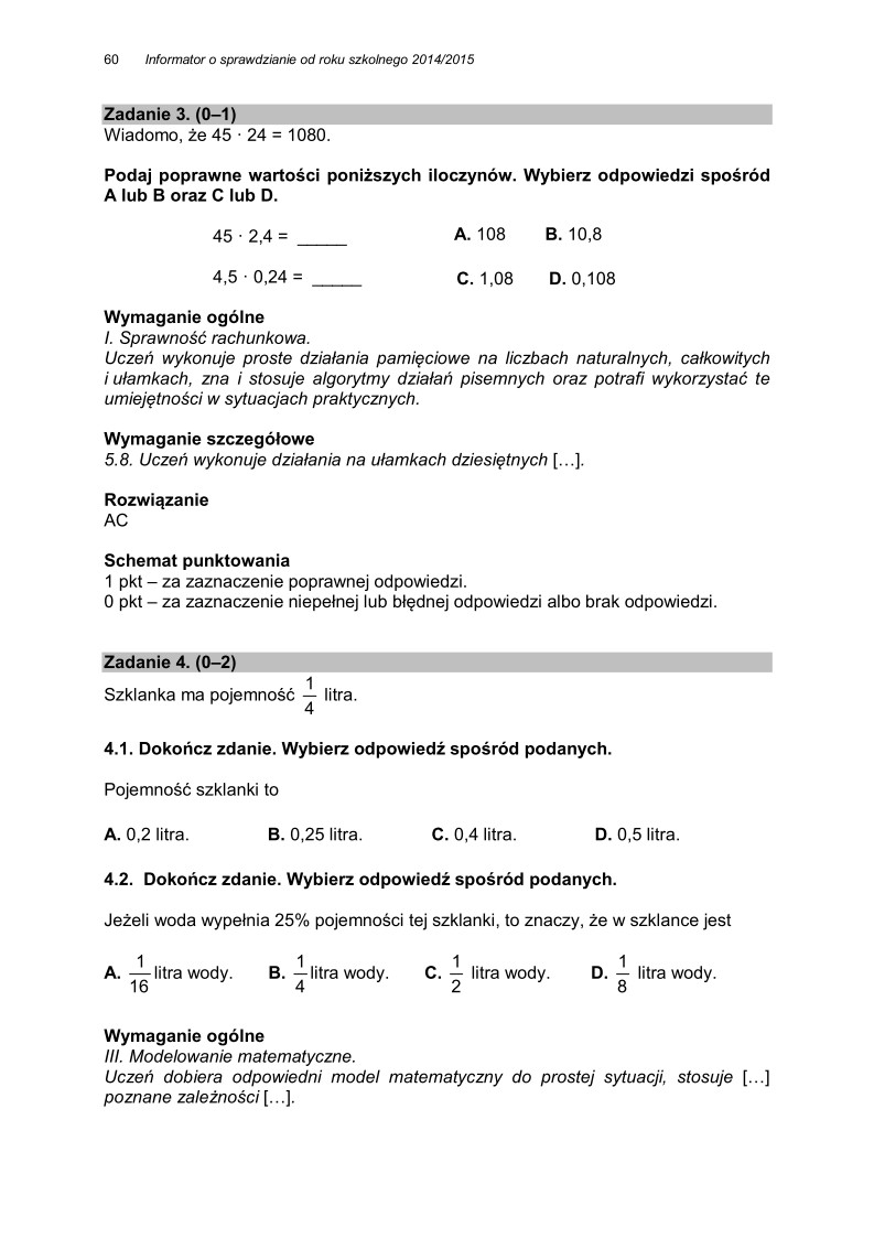 Matematyka, przykładowe pytania i odpowiedzi, sprawdzian dla uczniów - 03