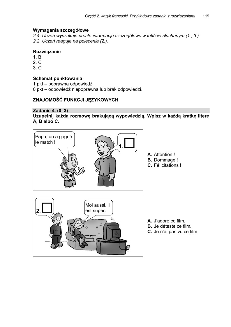 Język francuski, przykładowe pytania i odpowiedzi, sprawdzian dla uczniów - 05