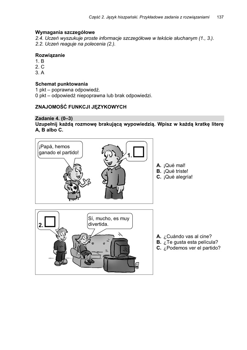 Język hiszpański, przykładowe pytania i odpowiedzi, sprawdzian dla uczniów - 06