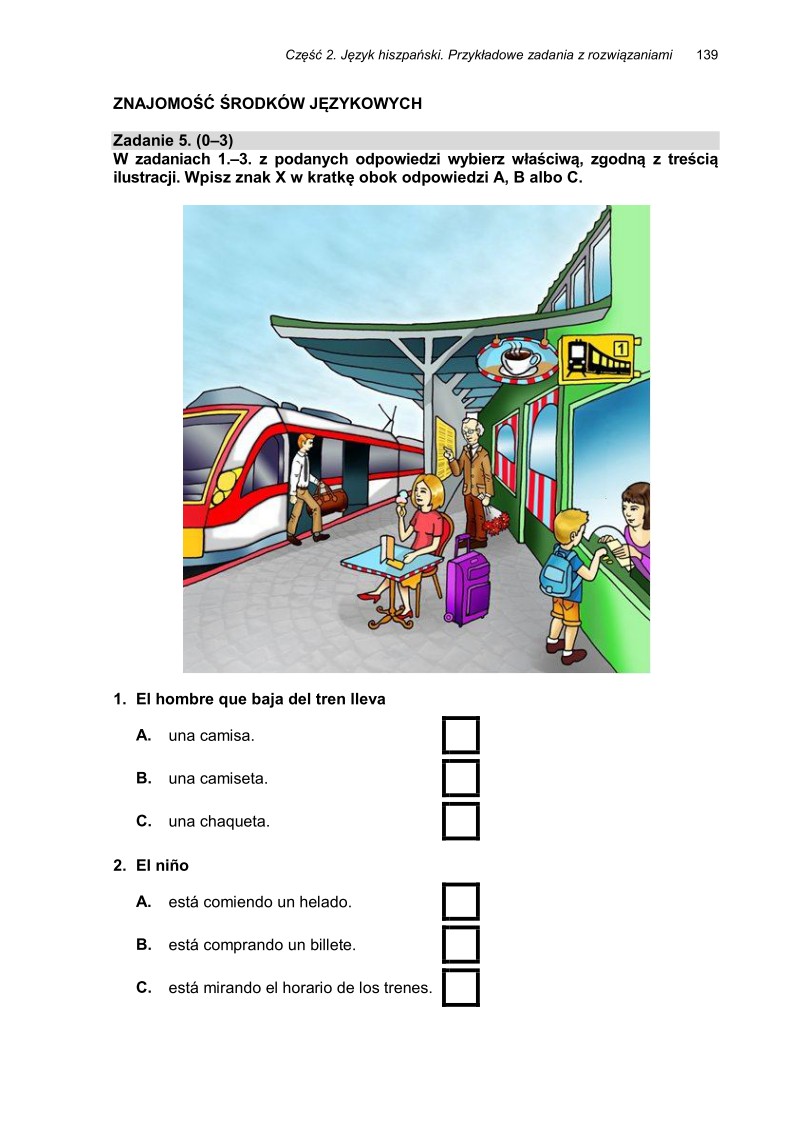 Język hiszpański, przykładowe pytania i odpowiedzi, sprawdzian dla uczniów - 08
