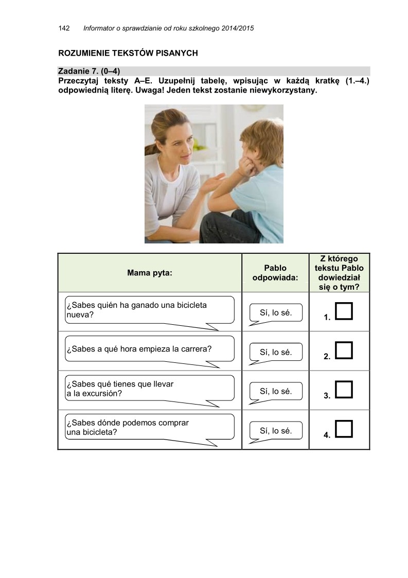 Język hiszpański, przykładowe pytania i odpowiedzi, sprawdzian dla uczniów - 11